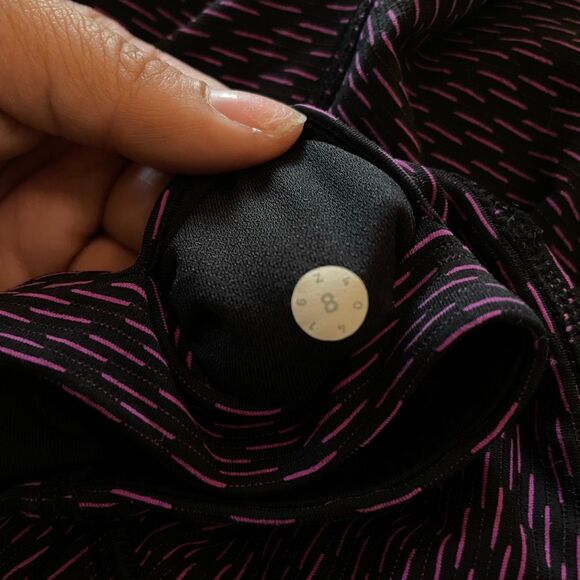 Lululemon Size 8 Gear Up Crop Athletic Leggings Purple Black - Picture 8 of 9
